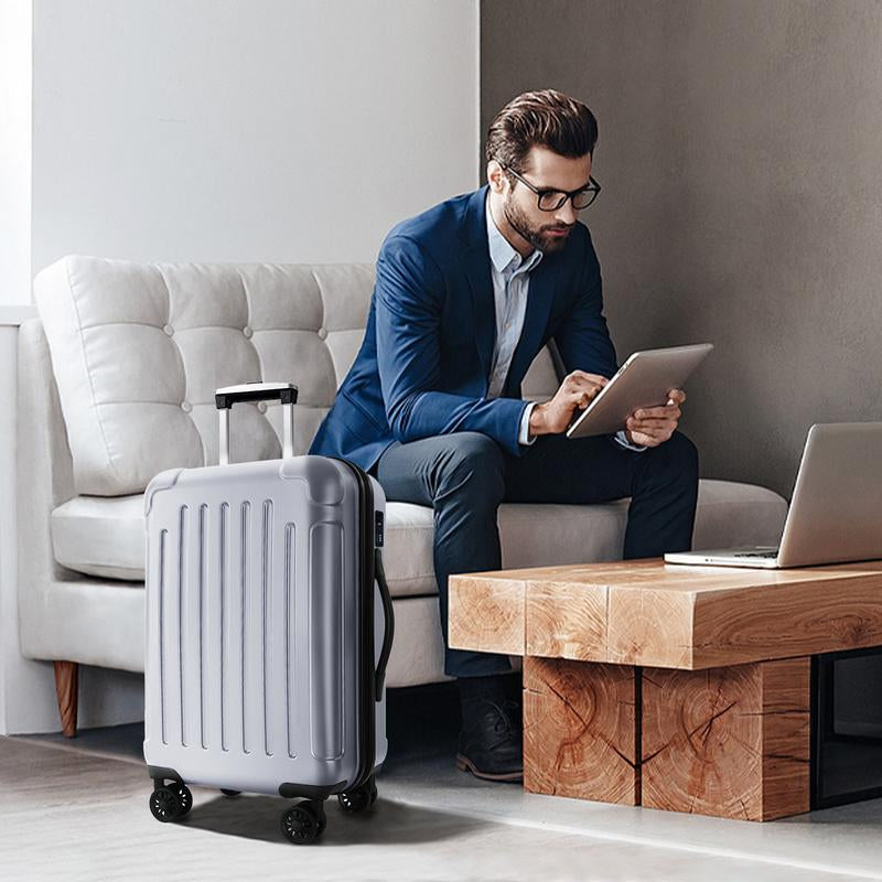 3-Piece Luggage Set with Rotating Wheels ABS+PC Lightweight (20 "/24"/28 "), Gray