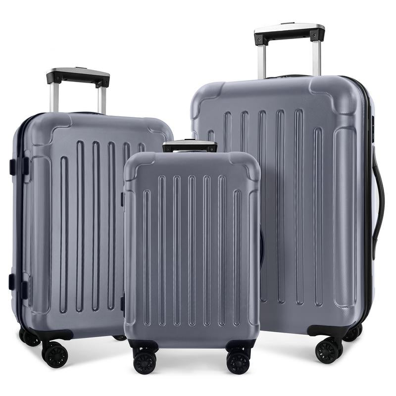 3-Piece Luggage Set with Rotating Wheels ABS+PC Lightweight (20 "/24"/28 "), Gray